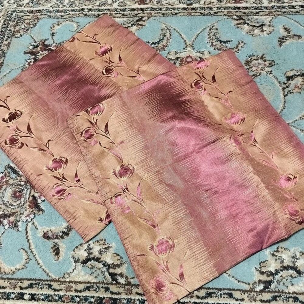Floral burgundy gold damask euro sham pillow covers